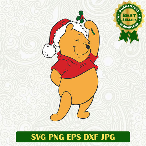 Winnie the pooh christmas SVG, Christmas pooh SVG files, Pooh with santa hat SVG