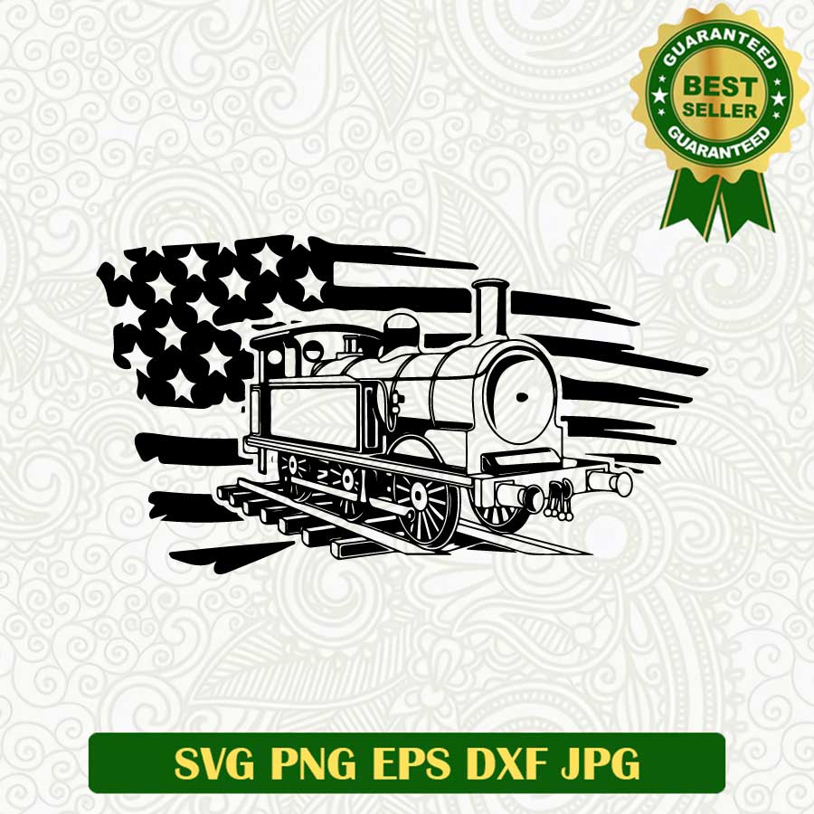 Train american flag SVG