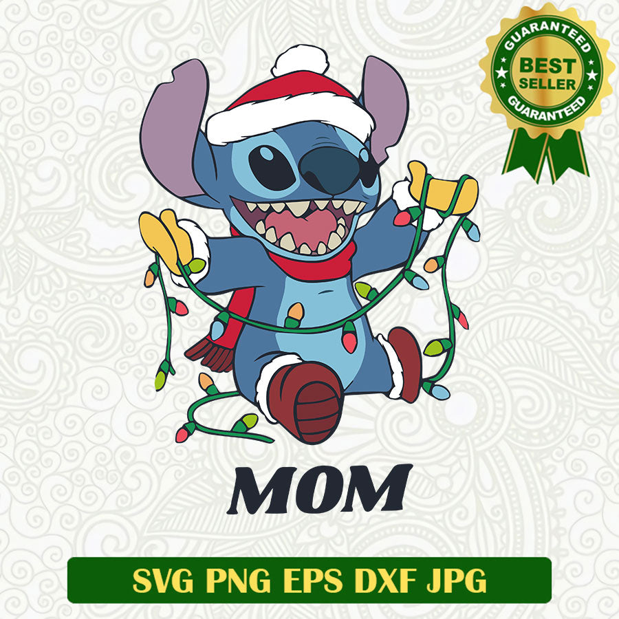 Stitch mom with christmas light SVG