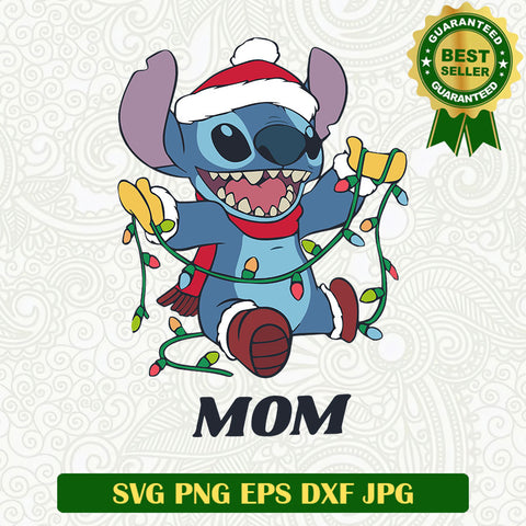 Stitch mom with christmas light SVG, Stitch disney christmas SVG files, christmas light SVG