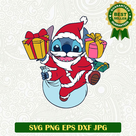 Stitch santa claus christmas SVG, Stitch disney christmas SVG files, Christmas gift SVG