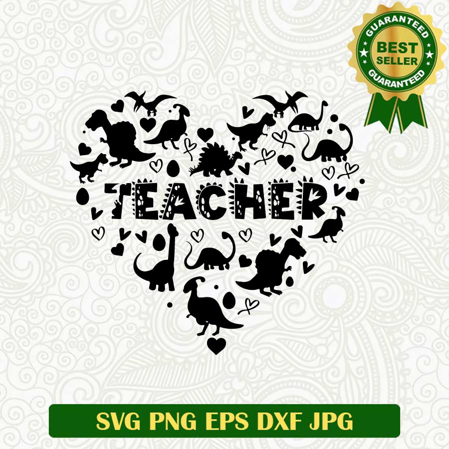 Teacher dinosaur heart SVG, Dinosaur teacher SVG, Teacher heart SVG PNG cut file