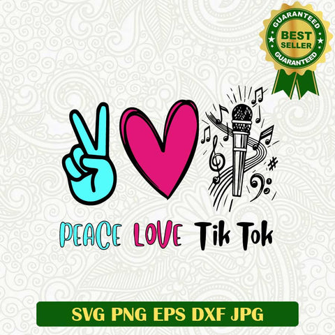 Peace love tiktok SVG, Tiktok logo SVG, Tiktok social music SVG