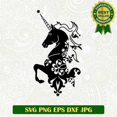 Unicorn floral SVG, Unicorn magical SVG PNG cut file